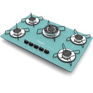 Cooktop Tripla Chama 5 Bocas Bivolt Verde Água Chamalux
