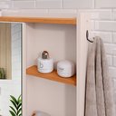 Ver imagem 6 de Armário Aéreo Espelheira Armarinho para Banheiro com Espelho Genova - Off White/cinamomo - Lojas