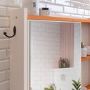 Ver imagem 5 de Armário Aéreo Espelheira Armarinho para Banheiro com Espelho Genova - Off White/cinamomo - Lojas