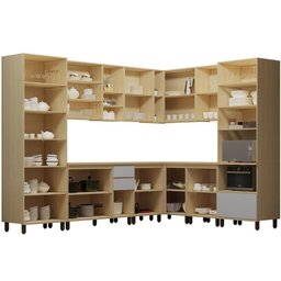 Armário de Cozinha 10 Peças Cp03 e Tampo Pierre Carvalho/cinza L01 - Mpozenato - 4 Armário de Cozinha 10 Peças Cp03 e Tampo Pierre Carvalho/cinza L01 - Mpozenato - 4