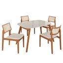 Ver imagem 2 de Sala de Jantar Mesa Tampo em MDF com Vidro 4 Cadeiras em Linho 110x76cm Ceci Yescasa Marrom/Marromis