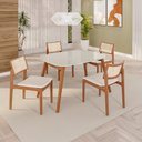 Ver imagem 1 de Sala de Jantar Mesa Tampo em MDF com Vidro 4 Cadeiras em Linho 110x76cm Ceci Yescasa Marrom/Marromis