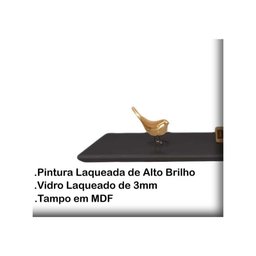 Aparador Pés Palito com Vidro Laqueado 120cm Preto - 3