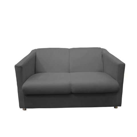 Namoradeira Decorativa Biane Couro Cinza 2 Lugares Pés Cromado Mz Decor