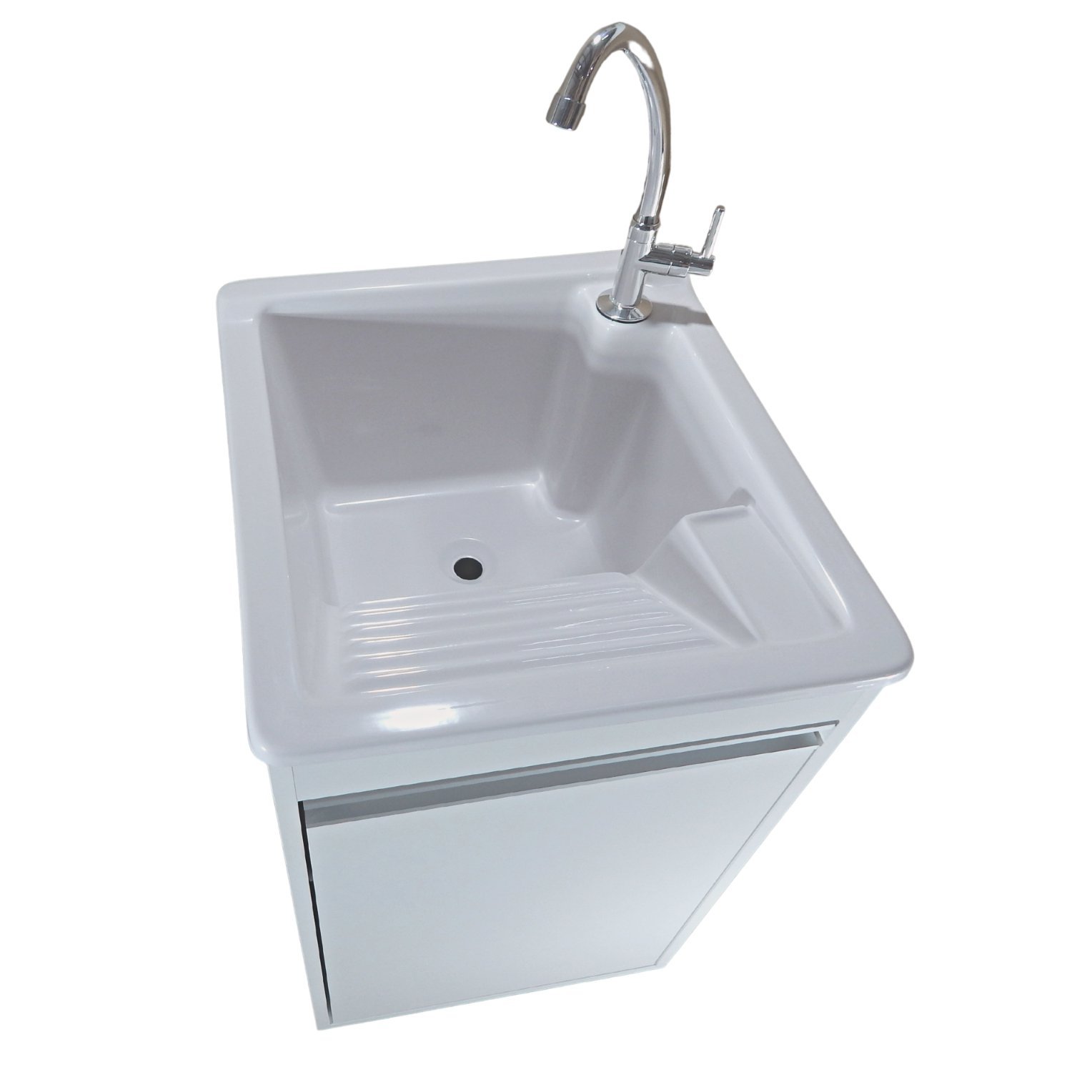 Tanque De Lavar Roupas Pequeno 20L Com Torneira De Bancada Cor:Branco ...
