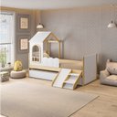Ver imagem 1 de Bicama Infantil com Mini Escorregador e LED New Garden Casatema MadeiraOriginals Marrom/Branco