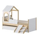Ver imagem 3 de Bicama Infantil com Mini Escorregador e LED New Garden Casatema MadeiraOriginals Marrom/Branco