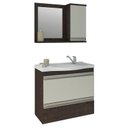 Ver imagem 1 de Gabinete de Banheiro com Cuba e Espelheira Grecia 65cm Cafe/off White - Mgm
