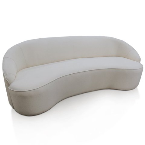 Sofá Curvo Montserrat 230cm 3 Lugares Linho Sintético Cru - Nexta Casa