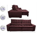 Ver imagem 2 de Sofá Retrátil e Reclinável 2,52m Molas Ensacadas Cama inBox Catar Velusoft Vinho