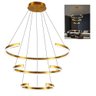 Lustre Luminaria Arco 3 Aneis Pendente Led Perfil Dourado Ambiente Sala de Jantar Restaurante Casa - 3