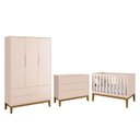 Ver imagem 1 de Dormitório Completo Infantil Classic 3 Portas, Cômoda 6 Gavetas e Berço Rosa Fosco com Pés Amadeirad