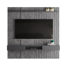 Painel Bless 1.9 Ripado Com Prateleira 25mm Para Tv Até 75 Polegadas Lukaliam Móveis - Cimento - 5 Painel Bless 1.9 Ripado Com Prateleira 25mm Para Tv Até 75 Polegadas Lukaliam Móveis - Cimento - 5