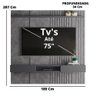 Painel Bless 1.9 Ripado Com Prateleira 25mm Para Tv Até 75 Polegadas Lukaliam Móveis - Cimento - 2