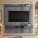 Ver imagem 1 de Painel Bless 1.9 Ripado Com Prateleira 25mm Para Tv Até 75 Polegadas Lukaliam Móveis - Cimento