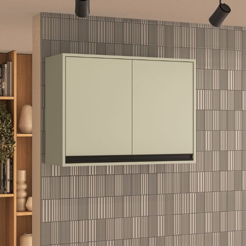 Armário Aéreo 2 Portas 80cm Koya Verde Oliva Politorno Móveis