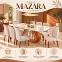Ver imagem 6 de Conjunto Sala de Jantar 8 Lugares Retangular Tampo em Vidro e MDF Mazara Yescasa Bege/Mel/Off White