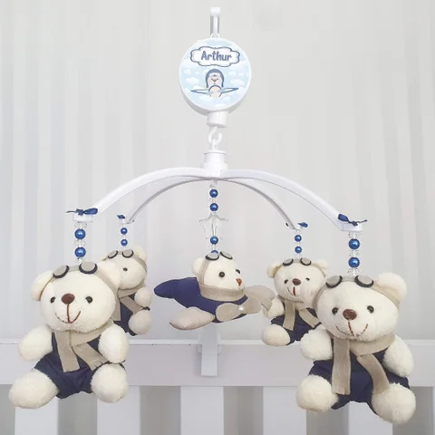 Mobile para Berço Musical Giratório Aviadores Marinho