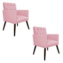 Ver imagem 1 de Kit 2 Poltronas Fernanda Palito Tabaco Suede Rosa Bebê - Florenzze Móveis