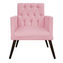 Ver imagem 2 de Kit 2 Poltronas Fernanda Palito Tabaco Suede Rosa Bebê - Florenzze Móveis