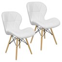 Ver imagem 1 de Kit 2 Cadeiras Charles Eames Eiffel Slim Wood Estofada - Branca
