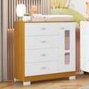 Ver imagem 1 de Cômoda Infantil New Katatau 1 Porta e 4 Gavetas Branco Fosco/savana - Reller Móveis