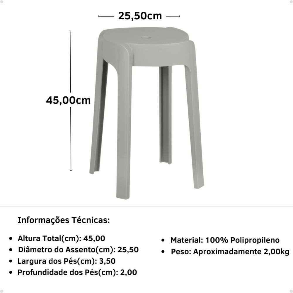 Kit 10 Banquetas Baixa Empilhável Nordica - Cinza - 6