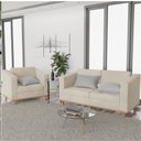 Ver imagem 3 de Kit Sofá 2 Lugares e Poltrona Europa Suede Bege - Am Decor