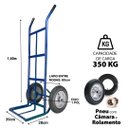 Ver imagem 5 de Carrinho de Cargas Armazém Transporte 350kg Azul Reforçado