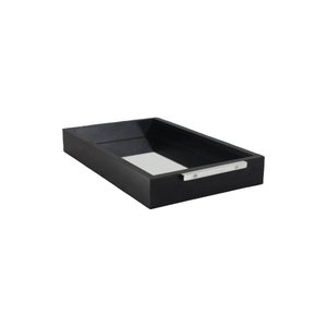 Bandeja Espelhada Retangular Preta 30x18cm