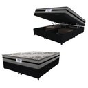 Ver imagem 1 de Cama Box Baú Casal Queen Colchão Gazin com Molas Ensacadas Rubi 158x198x73cm Suede Preto/cinza