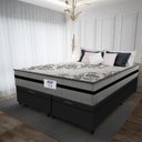 Ver imagem 2 de Cama Box Baú Casal Queen Colchão Gazin com Molas Ensacadas Rubi 158x198x73cm Suede Preto/cinza