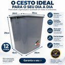 Ver imagem 2 de Lixeira Cesto Retangular 12LT sem Tampa Resistente Jsn Cinza