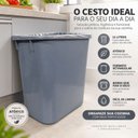 Ver imagem 3 de Lixeira Cesto Retangular 12LT sem Tampa Resistente Jsn Cinza