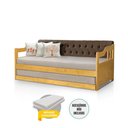Ver imagem 4 de Bicama Dublin Estofado Capitonê Veludo Marrom Madeira com Cama Auxiliar 2 Colchões