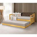 Ver imagem 1 de Bicama Dublin Estofado Capitonê Veludo Marrom Madeira com Cama Auxiliar 2 Colchões