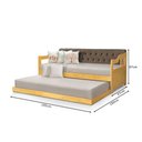Ver imagem 2 de Bicama Dublin Estofado Capitonê Veludo Marrom Madeira com Cama Auxiliar 2 Colchões
