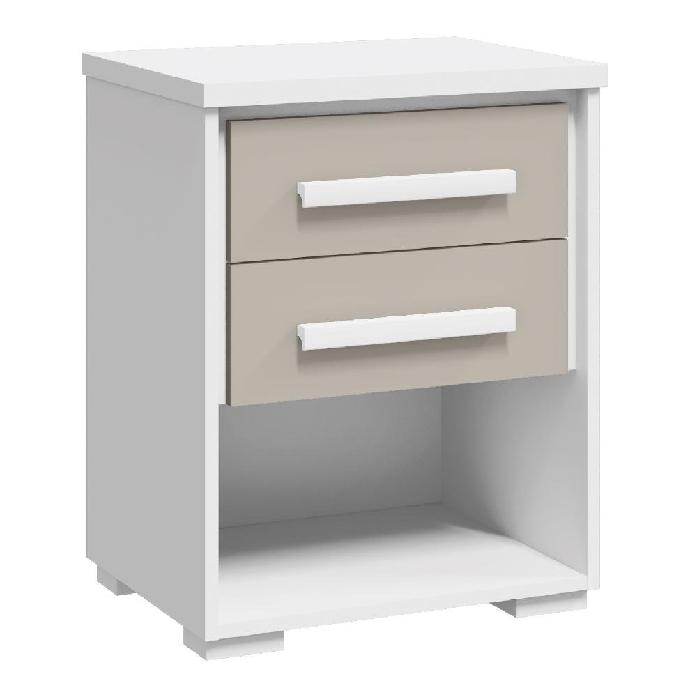 Mesa de Cabeceira com 2 Gavetas Angra Rimo - Branco/offwhite