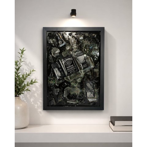 Quadro Decorativo em Resina e Garrafa