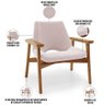 Kit 02 Poltronas Decorativa para Sala de Estar Living Base Madeira Becker L02 Bouclê Rosê - Lyam Dec - 4