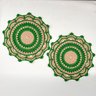 Jogo Americano Verde E Caqui Crochê 38cm Kit 2pc Sousplat - 2