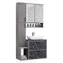 Ver imagem 4 de Conjunto para Banheiro 5 Portas 1 Gaveta 2 Nichos Jaspe CNJ3078 