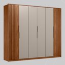 Ver imagem 5 de Guarda Roupa Casal 6 Portas com Ripado e 6 Gavetas Equador - Nogueira/nude Prime Tx