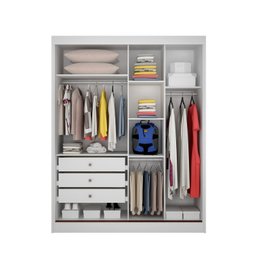 Guarda Roupa Solteiro MDF com Espelho 2 Portas 3 Gavetas Toronto - 4