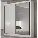 Ver imagem 1 de Guarda-Roupa Solteiro com Espelho 100% MDF 2 Portas de Correr 3 Gavetas Toronto Branco