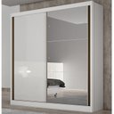 Ver imagem 1 de Guarda-Roupa Solteiro com Espelho 100% MDF 2 Portas de Correr 3 Gavetas Toronto Branco