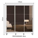 Ver imagem 4 de Guarda Roupa Casal Madesa Lyon 3 Portas de Correr de Espelho 2 Gavetas com Pés