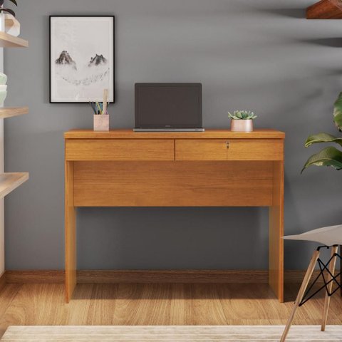 Escrivaninha/Mesa Escritório com 2 Gavetas e Chave 105cm Multimóveis Crjcm-ESC004 Cinamomo