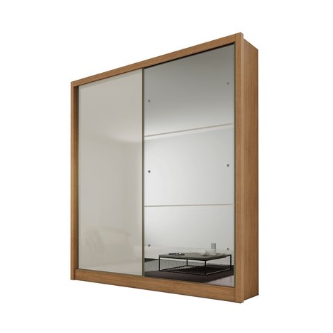 Guarda Roupa Solteiro MDF com Espelho 2 Portas 3 Gavetas Toronto