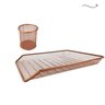 Kit Bandeja Organizadora e Porta Caneta Escritório Rose Gold - 4